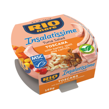 Rio Mare MSC Insalatissime Toscana, Thunfisch-Salat mit Gerste, Dinkel und Karotten, essfertig, 160 Gramm